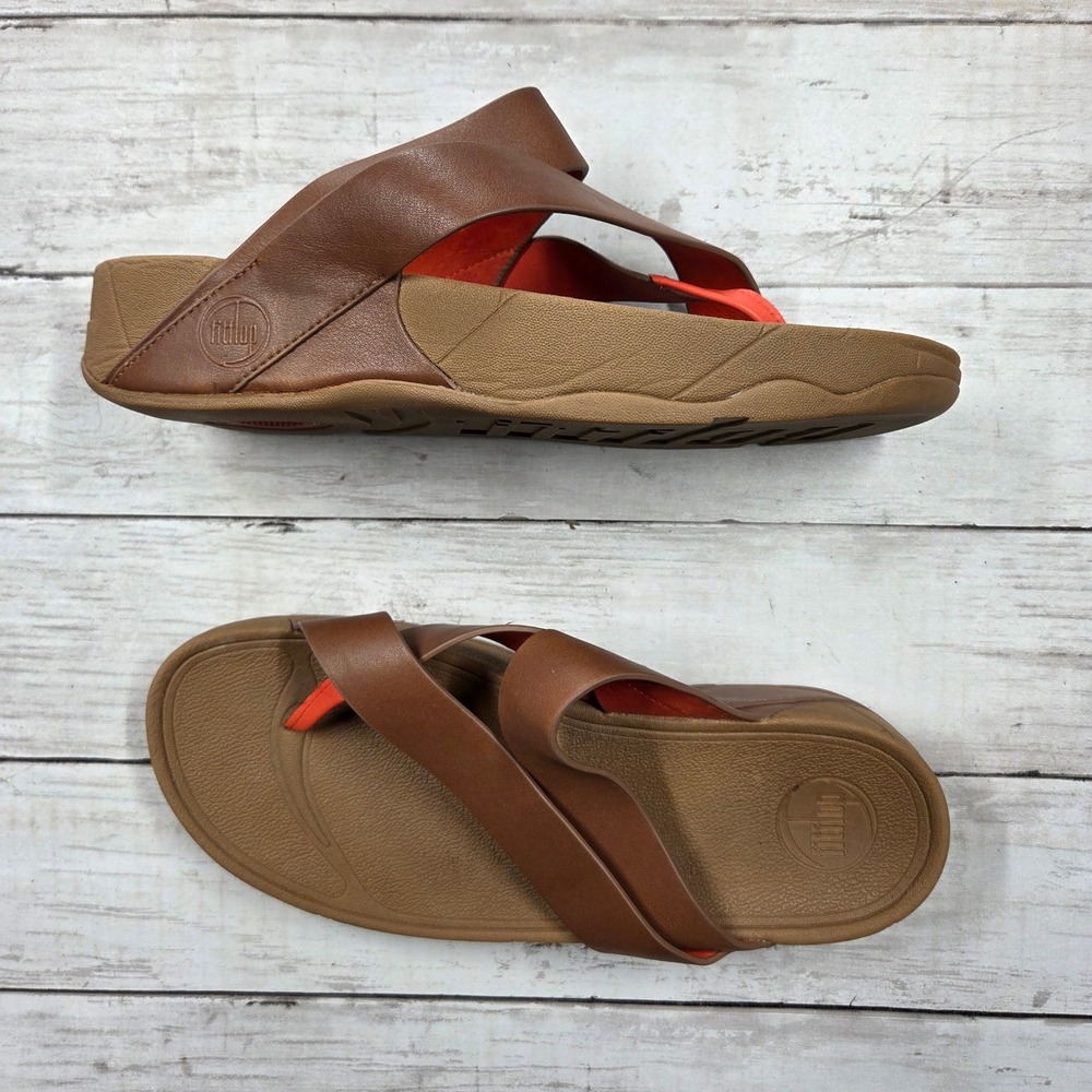 FitFlop Brown Sandals with Orange Accents